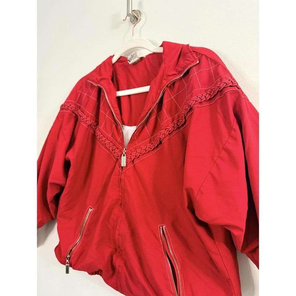 Vintage Teddi Red Windbreaker Jacket Women’s M 80/90s Embroidered Quilted Zip Up - Picture 5 of 8